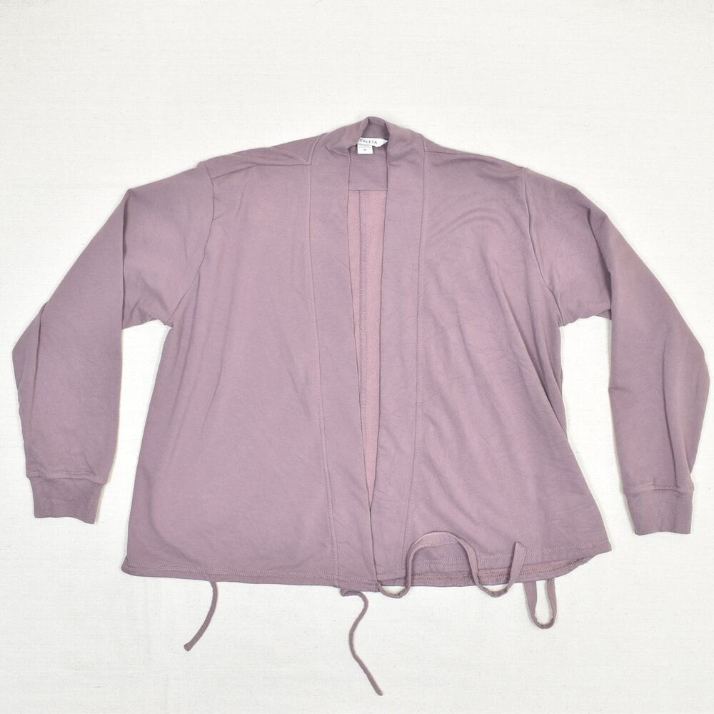 Athleta Dusty Mauve Open Front Crewneck Sweater